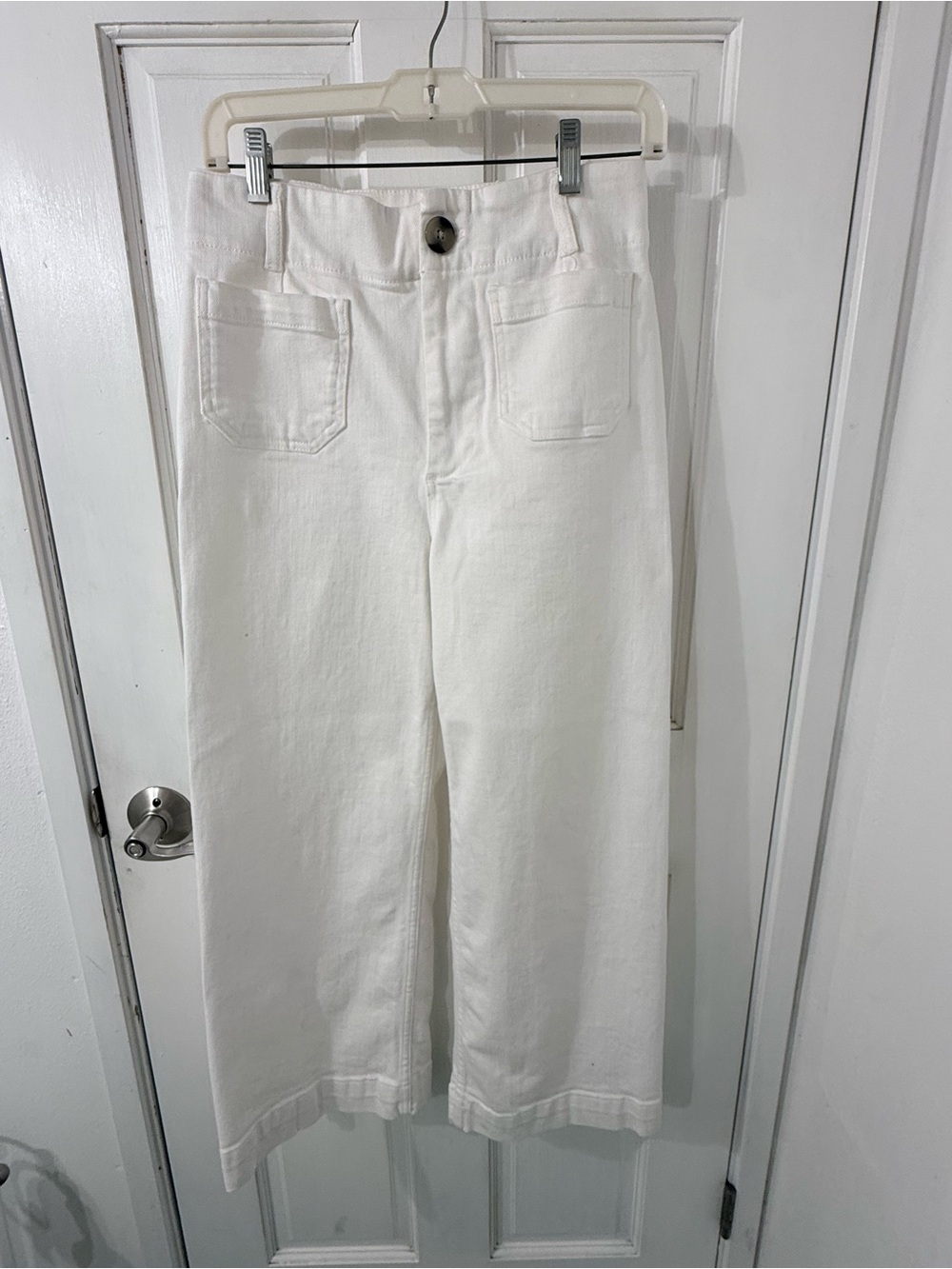 Pilcro White Wide-Leg Cotton Pants
